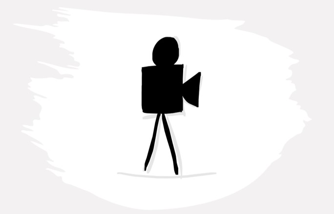 Piktogramm: Kamera auf einem Stativ